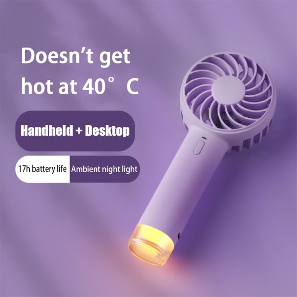 Little Bee Portable Color Cute Charging Wearing Small Lamp Handheld Electric Fan Round Handle - Image 4