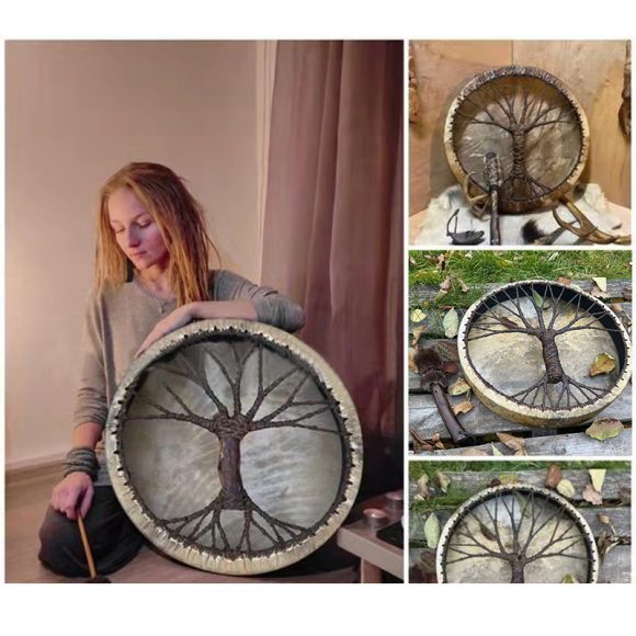 New Cross-border Tree Of Life Shaman Drum Siberian Drum Handmade Finish Crafts Shaman Gift - Image 8