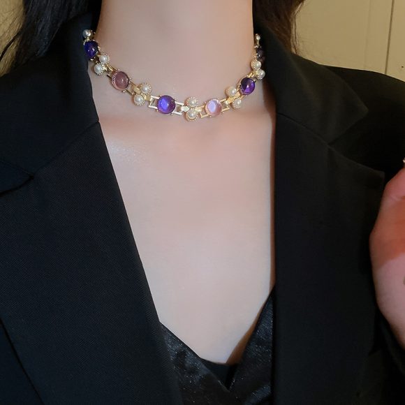 Silver Needle Pearl Round Studs Necklace Suit - Image 6