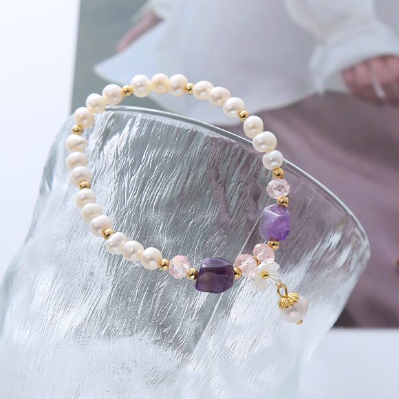 Natural Freshwater Pearl Crystal Bracelet For Women - Image 6