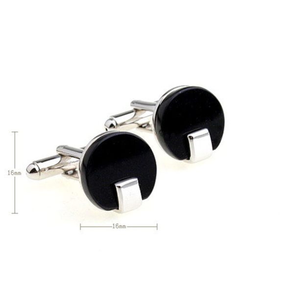 Men's Fashion Round Black Onyx Cufflinks - Image 6