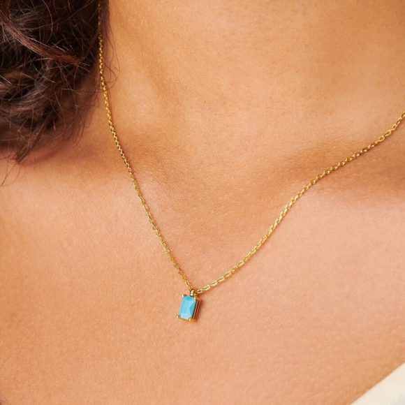 Rectangular 12month Birthday Stone Pendant Colorful Zircon Clavicle Chain - Image 10