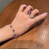 Colorful Bright Crimson Gemstone Flower Grape Purple Zircon Shining Diamond Flower Ring - Image 2