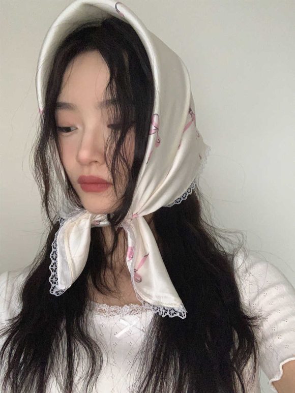 Bow Small Square Towel Women's Thin High-grade Silk Scarf - Image 2