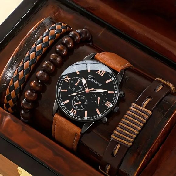 Belt Quartz Watch With Woven Bracelet - Image 4