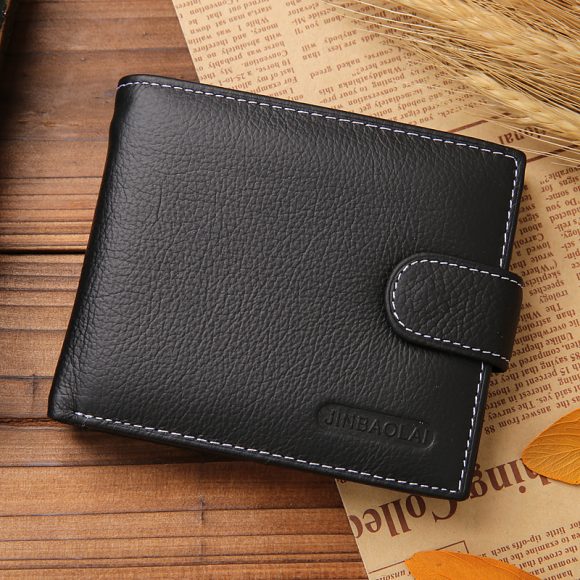 Men's Short Genuine Leather Vintage Zipper Buckle Wallet - Image 4