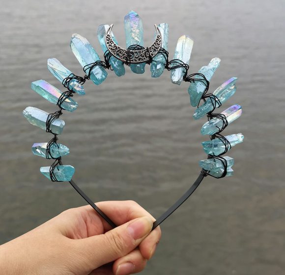 Natural Crystal Electroplating Frosted Crystal Witch Headband - Image 5