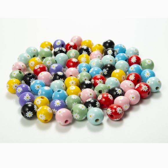 Source Factory Small Daisies Colorful Wood Beads Hemp Rope Flow Hematwood Bead String Handmade - Image 2