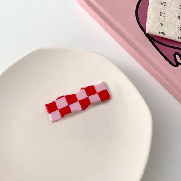 Wavy Checkerboard Hair Clips Sweet Versatile Bangs Clips - Image 7