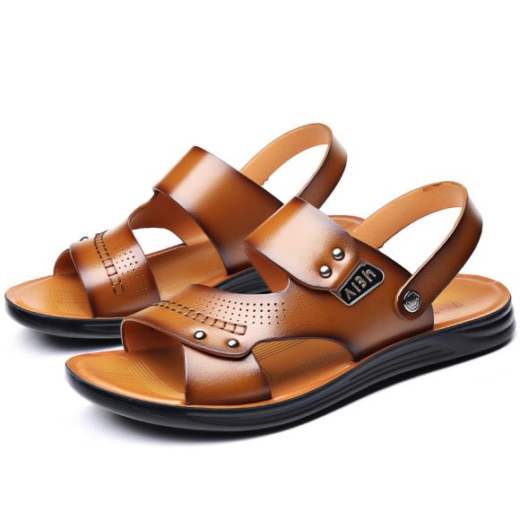 Men's Genuine Leather Wear-resisting Non-slip Breathable Slippers - Image 6