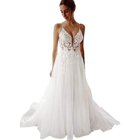 Women's Wedding Dress Lace Strap Backless - Image 6