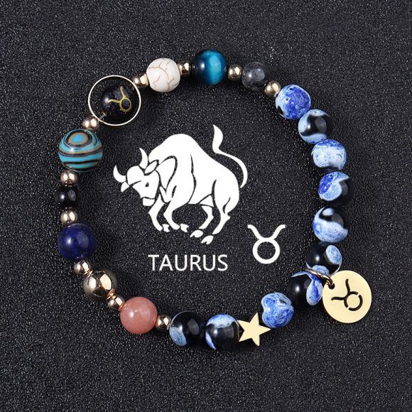 European And American Twelve Constellations Bracelets Blue Flame Agate Eight Planets Bracelet - Image 2