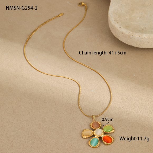 Colorful Opal Hammered Flower Earrings Suit - Image 3