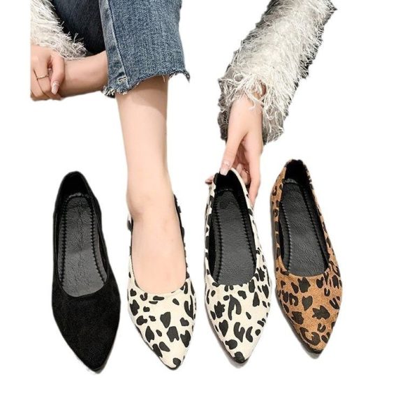 Fashion Flat Pointed Toe Shoes Leopard Print Women Flat Pumps - Image 4