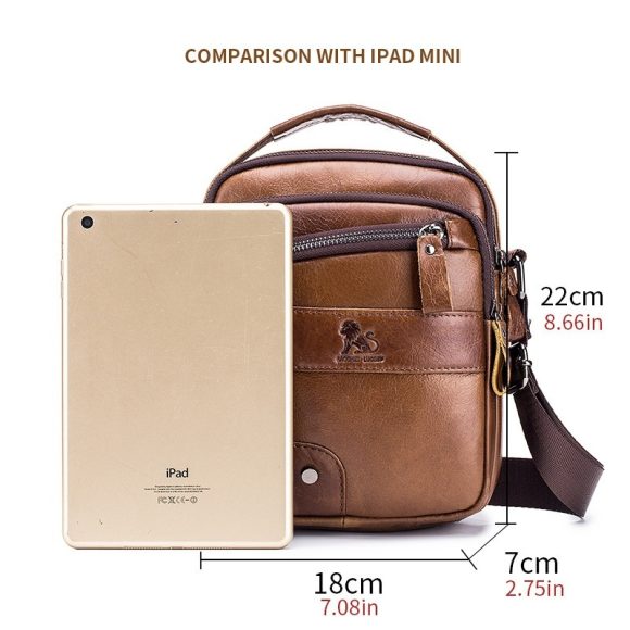 Men's Casual Simple First Layer Small Cowhide Crossbody Bag - Image 5