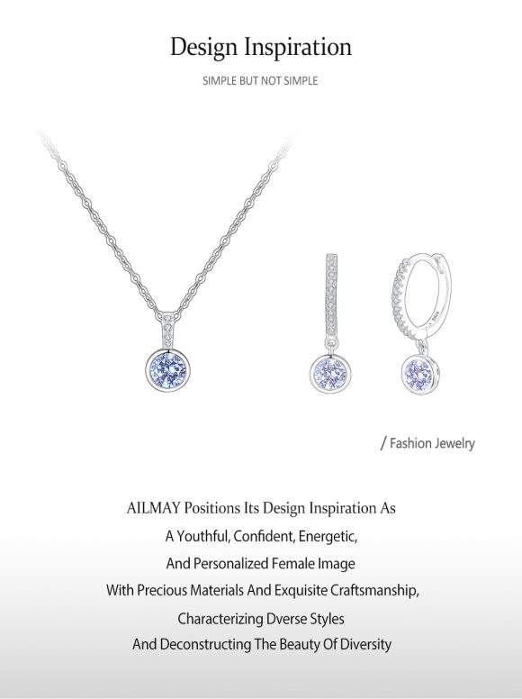 Women's Light Luxury Sea Blue Artificial Diamond Earrings Necklace - Image 10