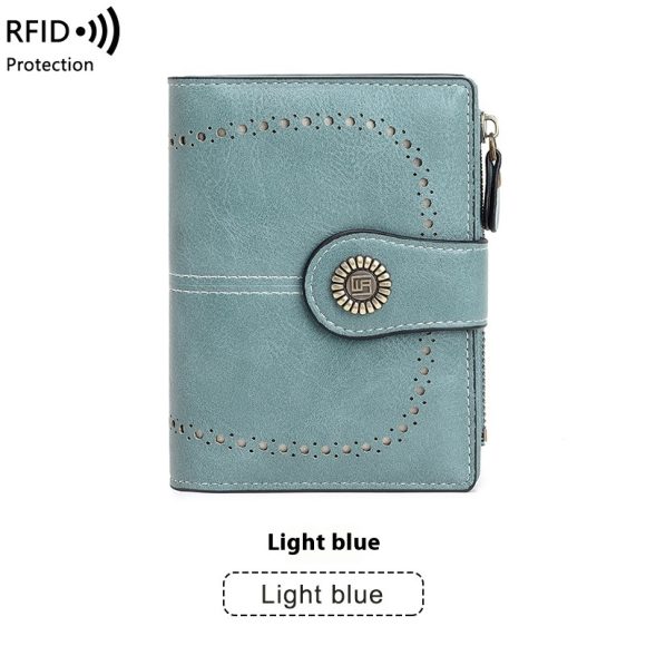 RFID Anti-theft Swiping Women's Wallet Multiple Card Slots Buckle Wallet - Image 9