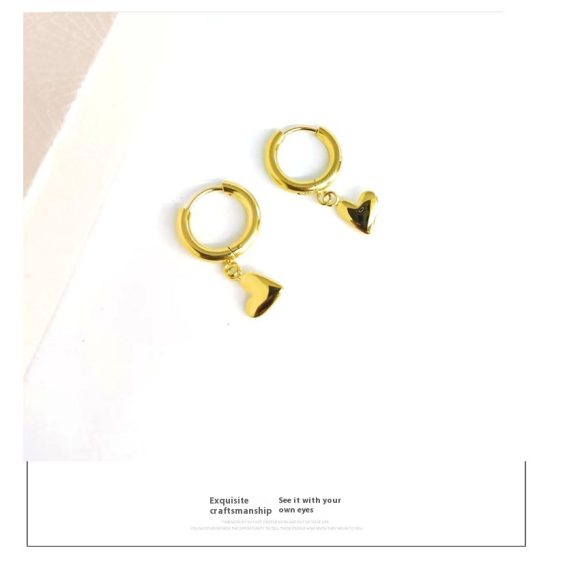 Peach Heart Stainless Steel 18K Gold Earrings - Image 2