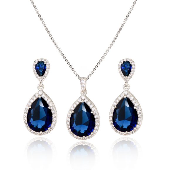 Bright Big Zircon Water Drops Necklace Eardrops Suit Bride Wedding Jewelry Simple Graceful - Image 5