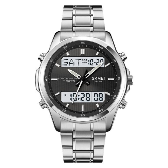 Multifunctional Men's Steel Strap Watch Double Display Sports - Image 4