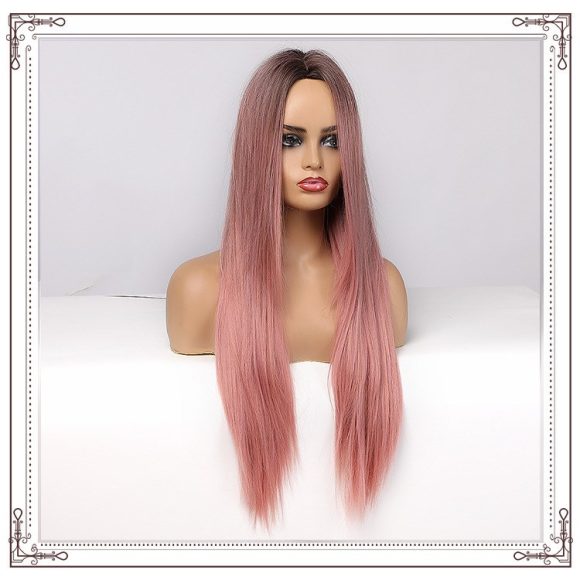 Gradient Color Long Curly Hair Mechanism Chemical Fiber Wig Headgear - Image 2