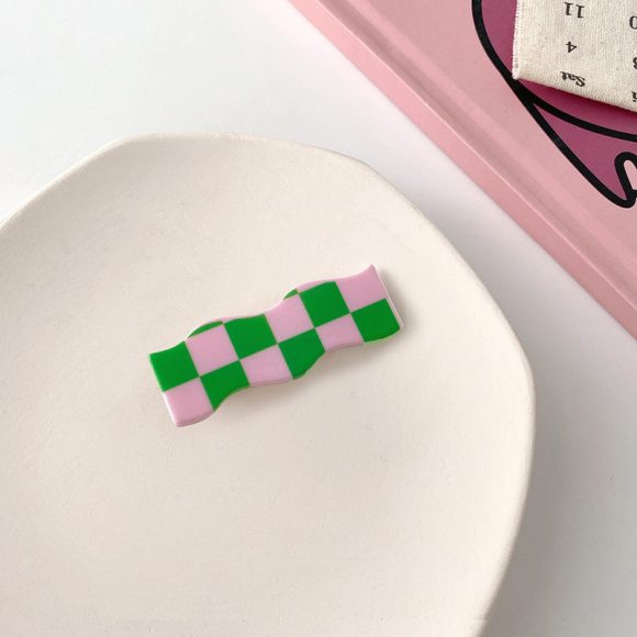 Wavy Checkerboard Hair Clips Sweet Versatile Bangs Clips - Image 4