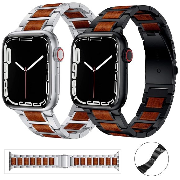 Creative Stainless Steel Sandalwood Watch Strap - Image 5