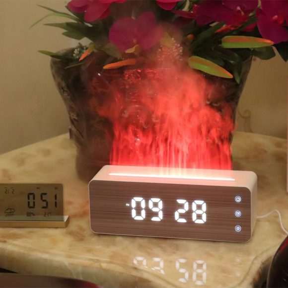 Flame Humidifier Flame Aromatherapy Machine With Clock Display  Desktop Aromatherapy Humidifier  Bedroom - Image 5