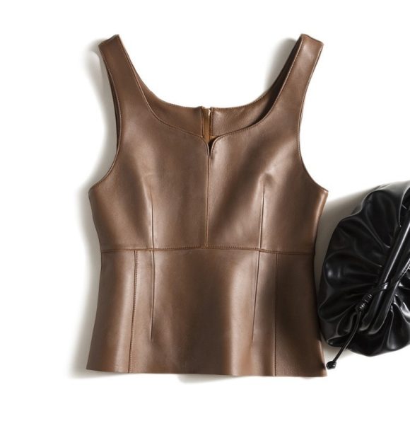 Outer Wear Genuine Leather Small Sling Vest Coat - Image 3