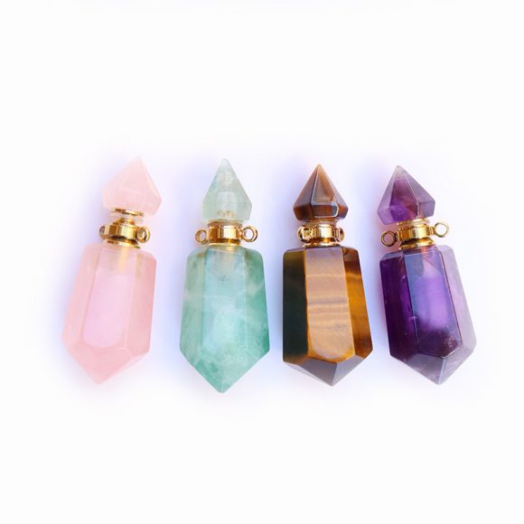 Natural Crystal Perfume Bottle Chain Pendant - Image 3