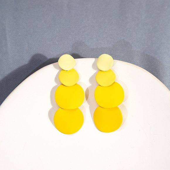 Macaron Wafer Tassel Stud Earrings Korean Style - Image 5
