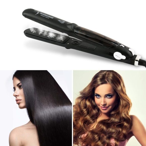 Steam Function Flat Iron Tourmaline Ceramic Vapor Professional Hair Straightener with Argan Oil Infusion Straightening Irons - Image 2