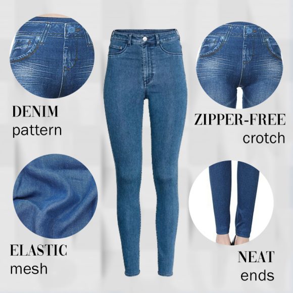 High Rise Waist Skinny Slim Fit Stretch Casual Basic Denim Pants With Faux  Pockets - Image 2