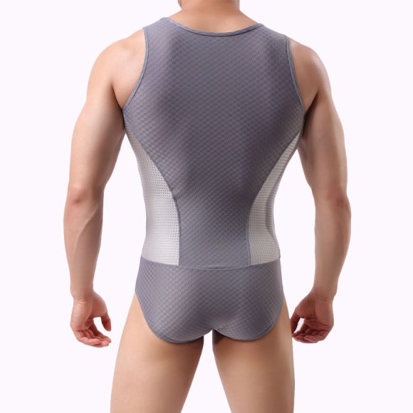 New Men's Breathable Solid Color Nylon One Piece Swimsuit Fitness Suit - Image 5