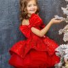 Girl's Princess Dress Red Tulle Tutu Skirt Sequined Bow - Image 3