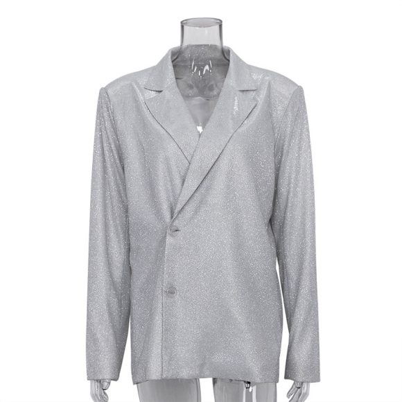 Camisole Slim Straight High Waist Pants Street Glitter Jacket Night Club Suit - Image 3