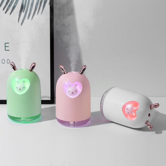 Lovely Rabbit Air Humidifier 300ML Cute Pet Ultrasonic Cool Mist Aroma Oil Diffuser Romantic Color LED Lamp USB Humidificador - Image 4
