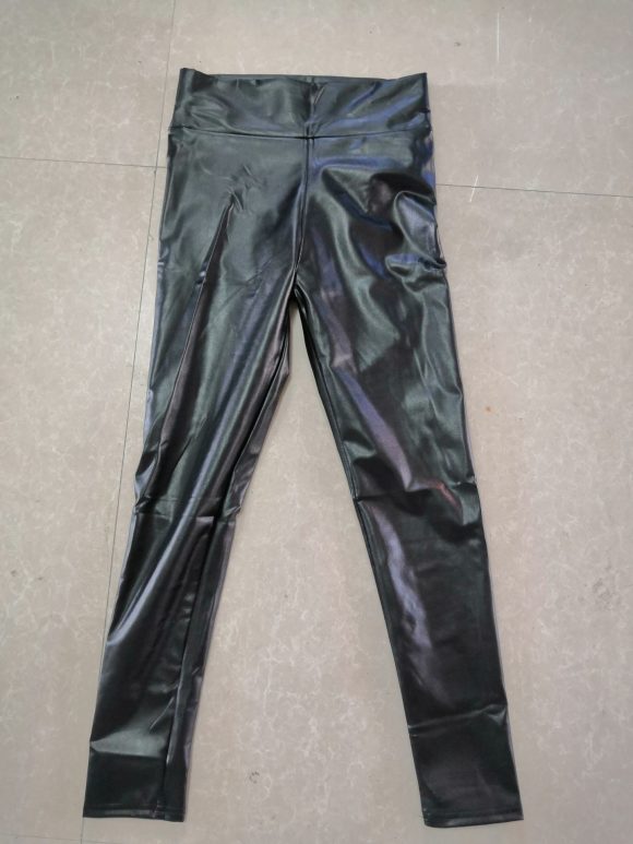 Reflective  Hip Leather Pants Elastic High Waist Leggings - Image 3