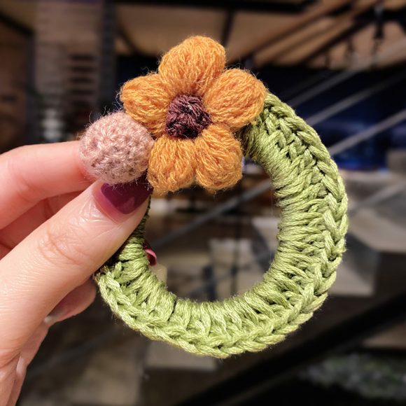 Woolen flowers tie hair elastic - Image 5