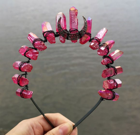 Natural Crystal Electroplating Frosted Crystal Witch Headband - Image 10