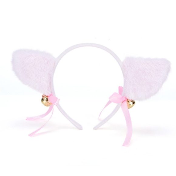 Plush cat ears headband Bells anime show ball headwear Maid catwoman cosplay hairpin - Image 4