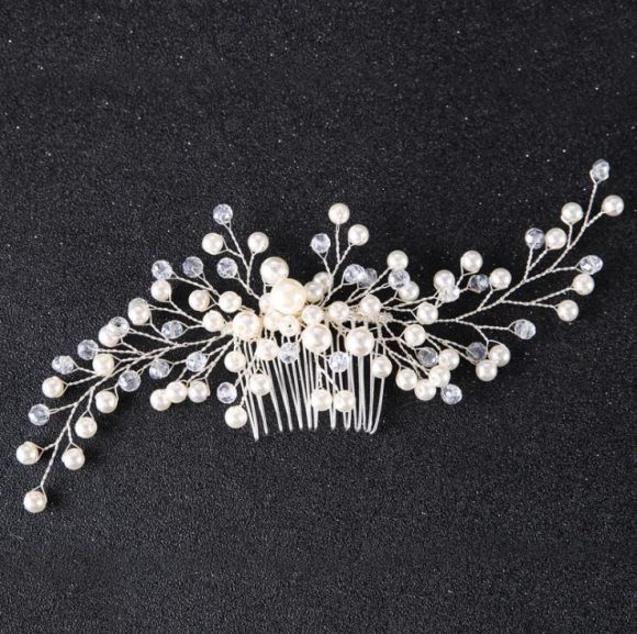 Pearl White Crystal Banquet Headdress Comb - Image 2