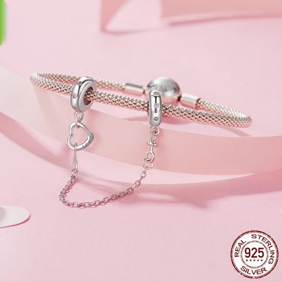 Silver Ziyun Infinite Love Silicone Safety Chain 925 Silver DIY Bracelet String Beads Sub-accessories Charm Mother's Day - Image 2
