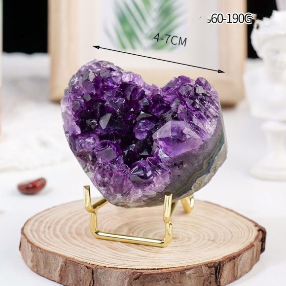 Purple Water Crystal Cluster Love Decoration Piece Raw Stone Ore Specimen Heart - Image 5
