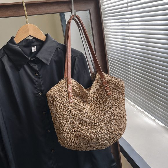 Straw Bag Holiday Shoulder Bag Fashion Woven Tote Bag - Image 7