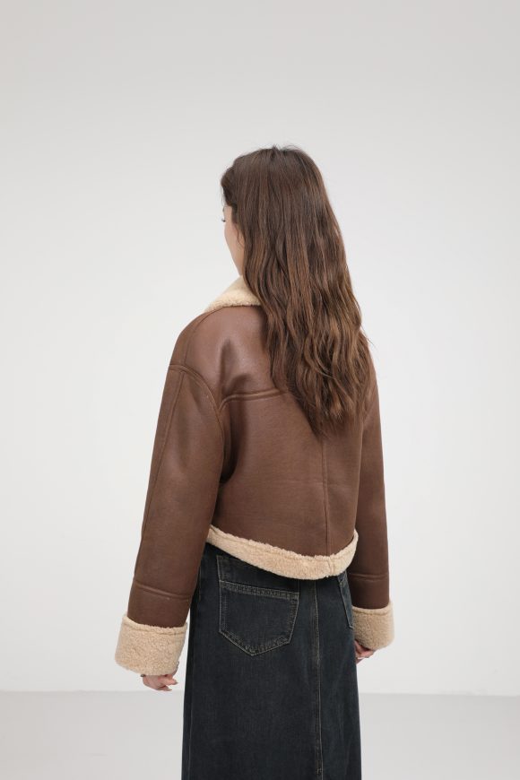 Stand Collar Fur Integrated Lamb Fur Short Coat - Image 9