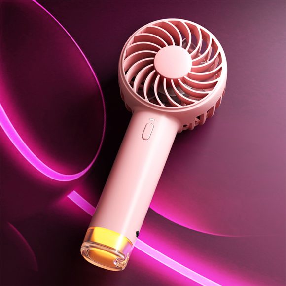 Little Bee Portable Color Cute Charging Wearing Small Lamp Handheld Electric Fan Round Handle - Image 5