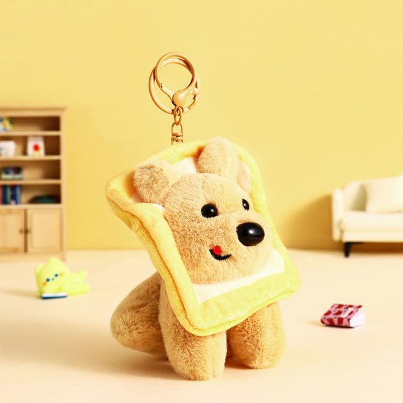 Cartoon Plush Doll Toast Puppy Car Keychain Pendant - Image 5