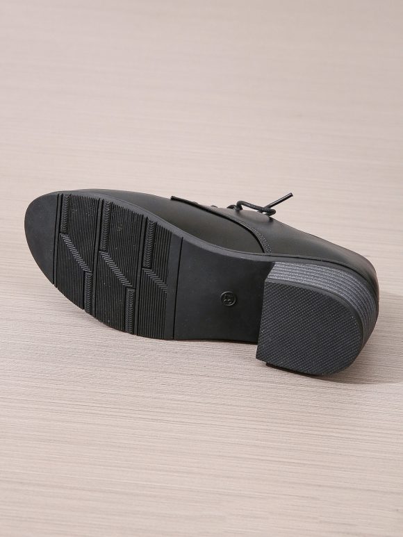 Work Black Professional Soft Sole Leather Thick Heel Women's Shoes - Image 5