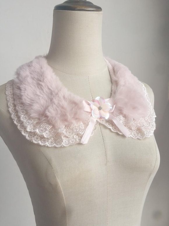 Versatile Lace With Lace And Cute Fur Collar - Image 3